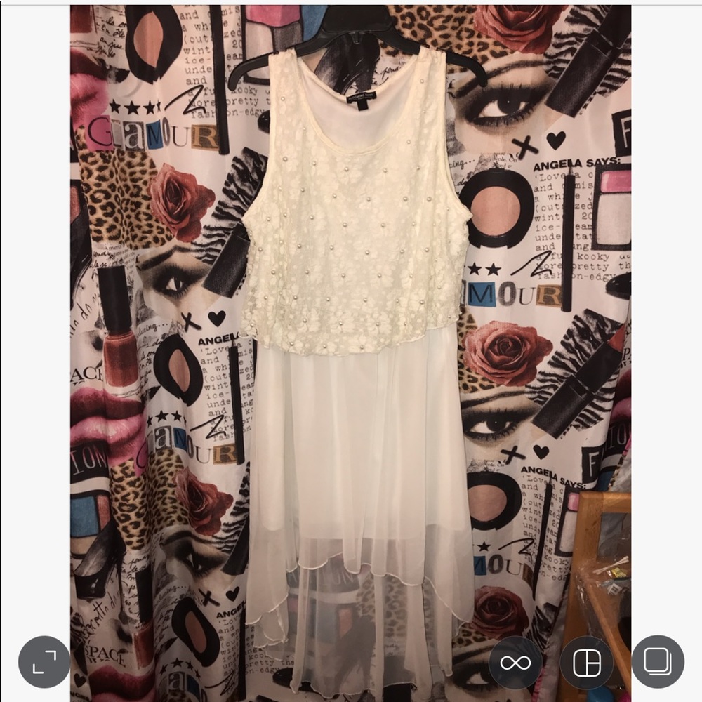 white color dress with pearls never worn